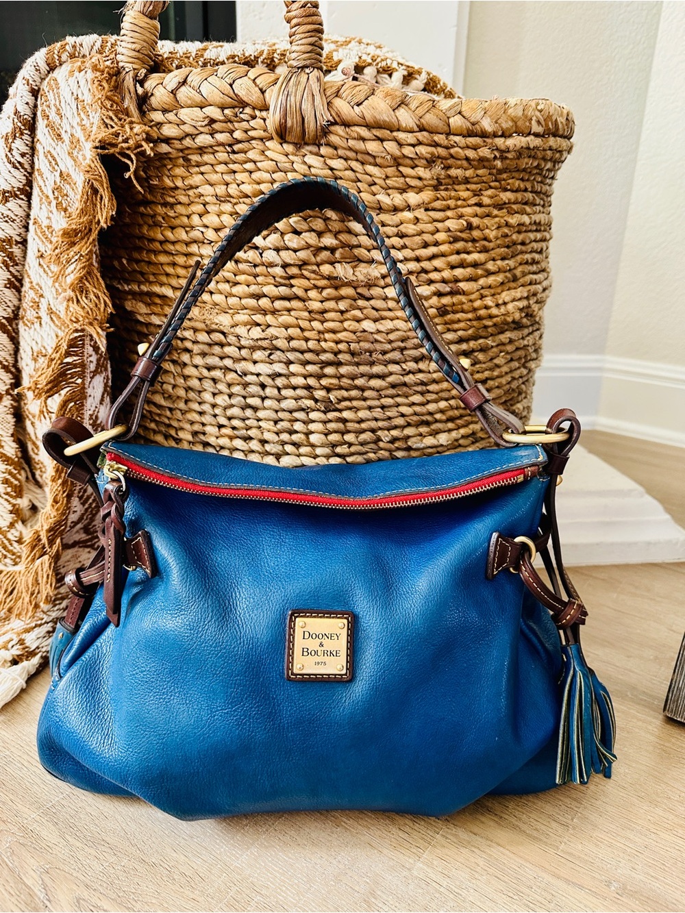 Dooney & Bourke Royal Blue Florentine Toledo Whipstitched Hobo bag RARE!!